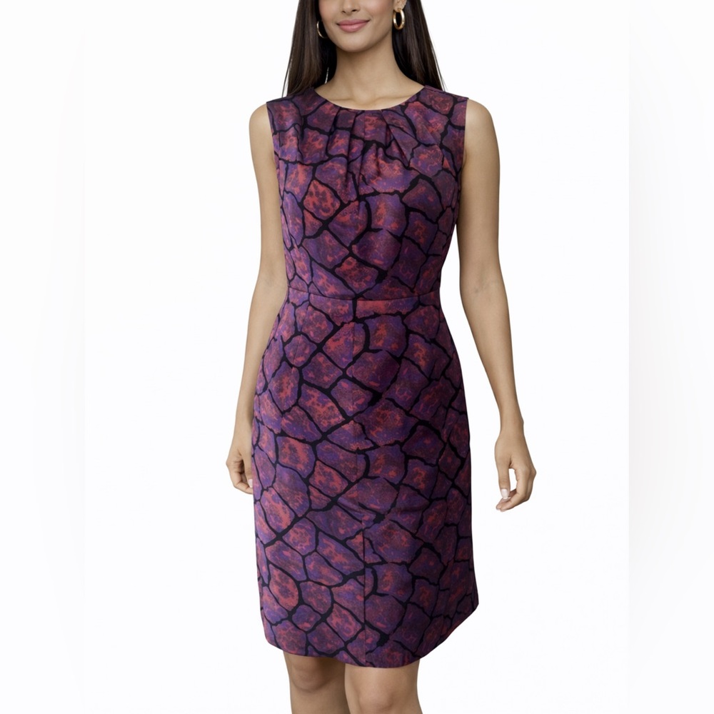 Anne Klein Dress 10 Black Red Purple Sleeveless Career Church Party